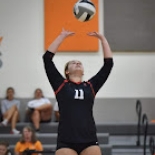 Girls Volleyball player about to hit ball